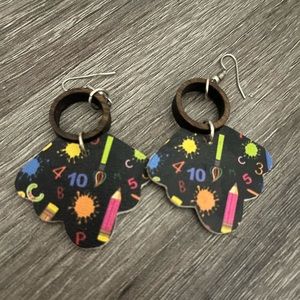 Leather teacher earrings